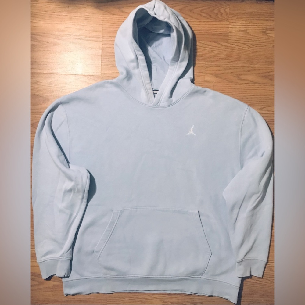 Vintage 2000s Nike Jordan Hoodie Sweatshirt XL Light Blue Drawstring Pullover